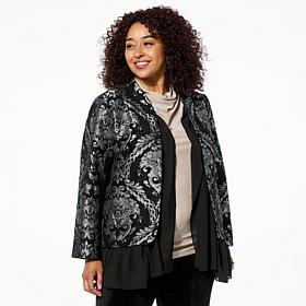 Jaclyn Smith Chenille Brocade Jacket with Ruffled Lining