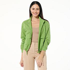 Jaclyn Smith Eyelet Zip-Front Cargo Jacket