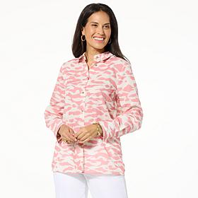 Jaclyn Smith Long-Sleeve Roll-Tab Printed Button-Up Shirt