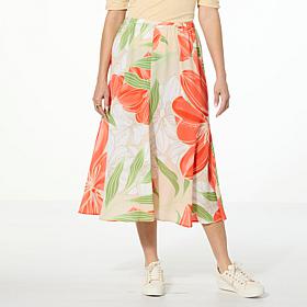 Jaclyn Smith Pebbled Crepe Bias-Seamed Pull On Midi Skirt