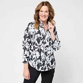 Jaclyn Smith Printed 3/4-Sleeve Hi-Low Hem Shirt
