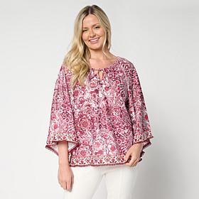 Jaclyn Smith Printed Knit Peasant Top