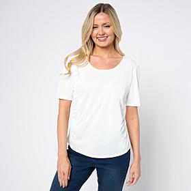 Jaclyn Smith Scoop Neck Side Ruched Tee