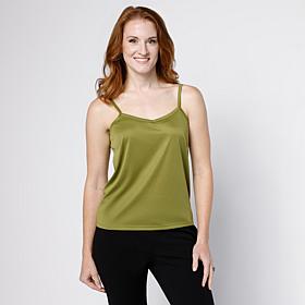 Jaclyn Smith Shiny Ribbed Knit Pointelle Sweater with Detachable Cami