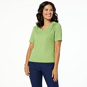 Jaclyn Smith Short-Sleeve Ribbed Knit Tee