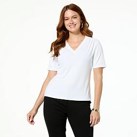 Jaclyn Smith Short-Sleeve Ribbed Knit Tee