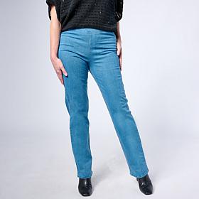 Jaclyn Smith Stretch Denim Straight-Leg Pull-On Pant