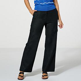 Jaclyn Smith Stretch Linen Blend Pull-On Cargo Pant