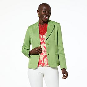 Jaclyn Smith Stretch Woven Buttoned Blazer