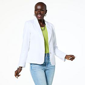 Jaclyn Smith Stretch Woven Buttoned Blazer