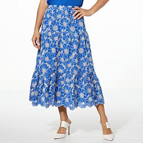 Jaclyn Smith Tiered Eyelet Midi Skirt