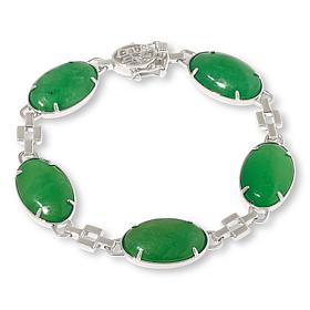 Jade of Yesteryear Green Jade Goldtone Link Bracelet