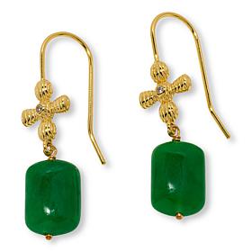 Jade of Yesteryear Jade Cross-Design Drop Earrings with CZ Accent