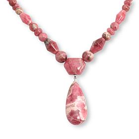 Jay King 18" Rhodochrosite Sterling Silver Beaded Drop Necklace