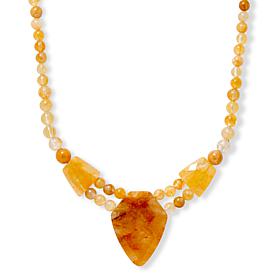 Jay King 18" Yellow Quartz Beaded Station Drop Necklace