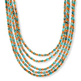 Jay King 5-Strand Orange Coral & Turquoise Bead Necklace