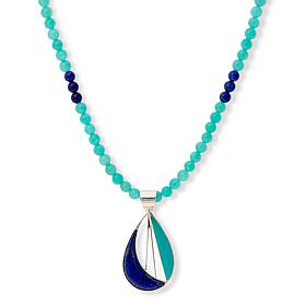 Jay King Amazonite and Lapis Pendant with Bead Necklace