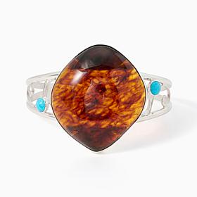 Jay King Amber & Turquoise Kingman Sterling Silver Cuff