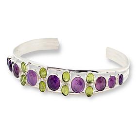 Jay King Amethyst and Peridot Sterling Silver Split-Cuff Bracelet