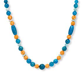 Jay King Apatite, Larimar & Orange Spiny Oyster Shell Bead Necklace