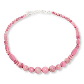 Jay King Argentinian Rhodonite Bead Sterling Silver Necklace