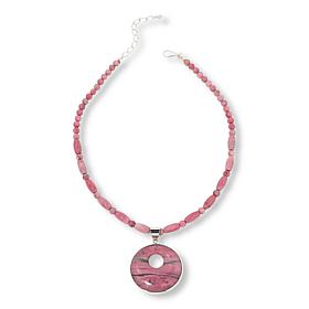 Jay King Argentinian Rhodonite Pendant with Bead Necklace