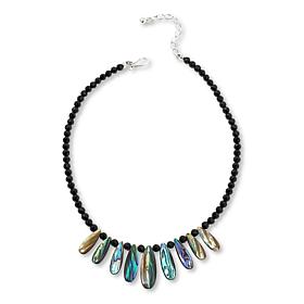 Jay King Black Chalcedony Bead and Abalone Shell 18" Necklace