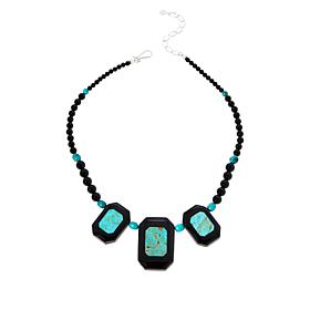Jay King Black Nephrite Jade, Turquoise and Gem Necklace 