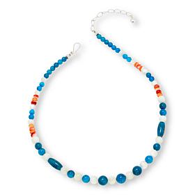 Jay King Blue Apatite, Orange Shell & Mother-of-Pearl Bead Necklace