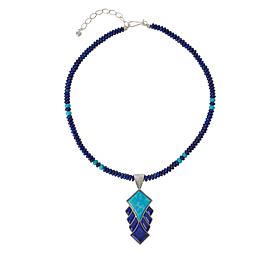 Jay King Gallery Collection Turquoise and Lapis Pendant with Necklace