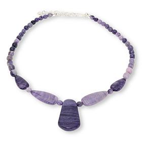 Jay King Gobi Purple Fluorite Sterling Silver Beaded Drop Necklace