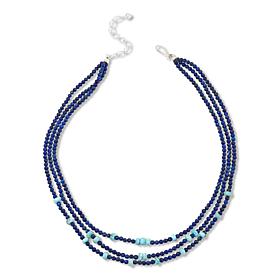 Jay King Lapis and Larimar Bead 3-Strand 18" Necklace