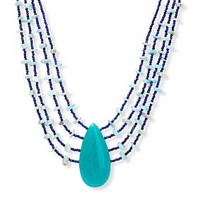 Jay King Lapis, Larimar and Amazonite 18" Multi-Strand Necklace