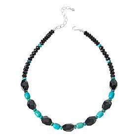 Jay King Midnight Black Chalcedony and Turquoise Bead 18" Necklace