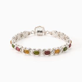 Jay King Multi Colored Tourmaline Magnetic Sterling Link Bracelet