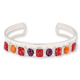 Jay King Multicolored Spiny Oyster Sterling Silver Cuff Bracelet 