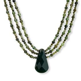 Jay King Nephrite Jade 3-Strand Sterling Silver 18" Necklace