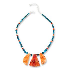 Jay King Orange Spiny Oyster Shell and Blue Apatite Necklace