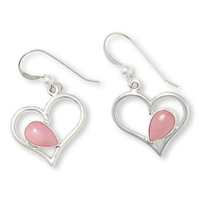 Jay King Peruvian Pink Opal Heart Drop Earrings