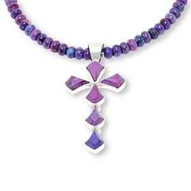 Jay King Purple Composite Turquoise Pendant with Beaded Necklace