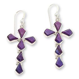 Jay King Purple Turquoise Composite Cross Drop Earrings