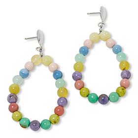 Jay King Rainbow Multi-Opal Bead Loop Drop Earrings