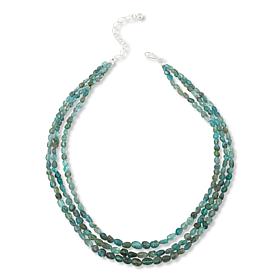 Jay King Sterling Silver 3-Strand Apatite Bead 18" Necklace