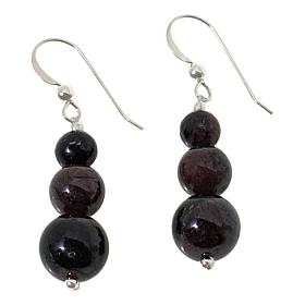Jay King Sterling Silver Almandine Garnet in Quartz Bead Drop Earrings
