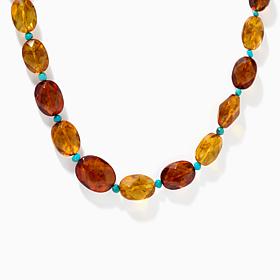 Jay King Sterling Silver Amber & Baja Turquoise Necklace