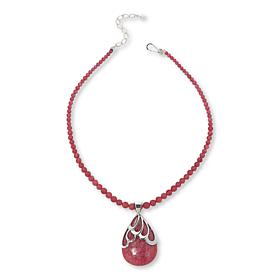 Jay King Sterling Silver Baroque Rose Rhodonite Pendant with Necklace