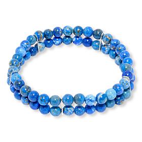 Jay King Sterling Silver Denim Lapis 2-Strand Stretch Bracelet