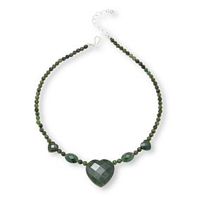 Jay King Sterling Silver Green Nephrite Jade Heart Necklace
