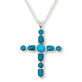 Jay King Sterling Silver Kingman Turquoise Cross Pendant with Chain 