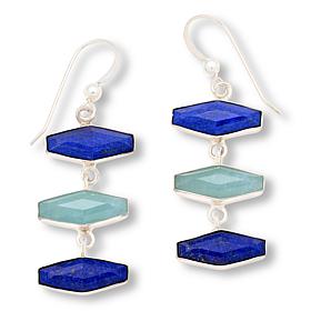 Jay King Sterling Silver Lapis and Aquamarine Drop Earrings